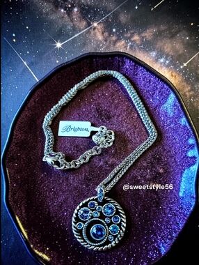 BRIGHTON "Halo" Blue And Purple Tanzanite Crystal Necklace WEDDING GUEST